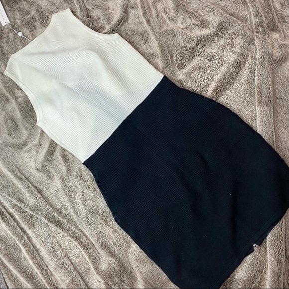 NWT Trina Turk Black & Crème Mini Dress - Picture 3 of 6